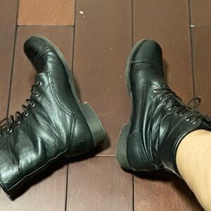 Black Lace-Up Ankle Italian Boots US 9